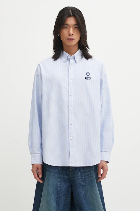 AAPE koszula bawełniana Now męska kolor niebieski relaxed z kołnierzykiem button-down AAPSTM8541XXP