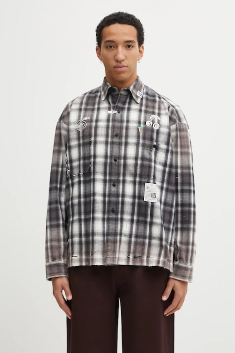 Maison MIHARA YASUHIRO koszula bawełniana męska kolor szary relaxed z kołnierzykiem klasycznym J15SH181