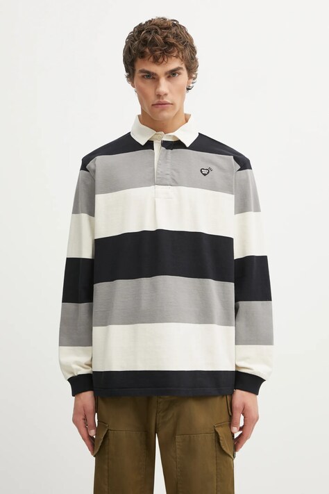 Human Made longsleeve bawełniany RUGBY kolor czarny wzorzysty HM30CS006