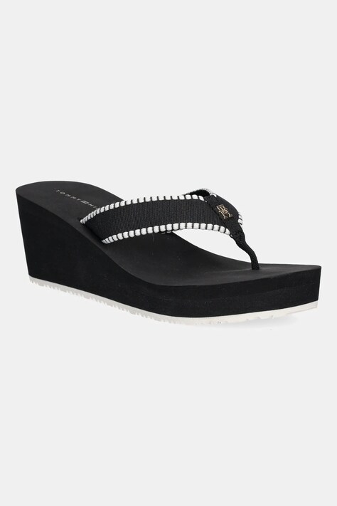 Tommy Hilfiger papuci WEDGE BEACH SANDAL culoarea bleumarin, toc pana, FW0FW08738