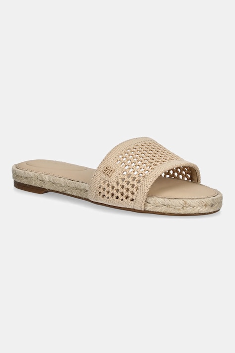Šľapky Tommy Hilfiger KNIT MESH ESPADRILLE FLAT SANDAL béžová farba, FW0FW08744