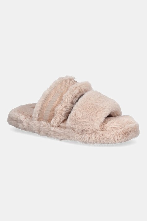 Tommy Hilfiger kapcie HILFIGER FUR SLIPPER kolor pomarańczowy FW0FW08854