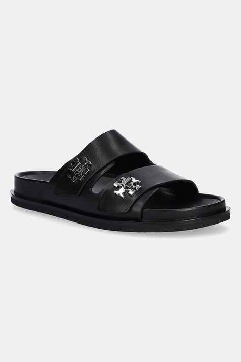 Tory Burch klapki skórzane T Lock Sport Slide damskie kolor czarny 175640-006