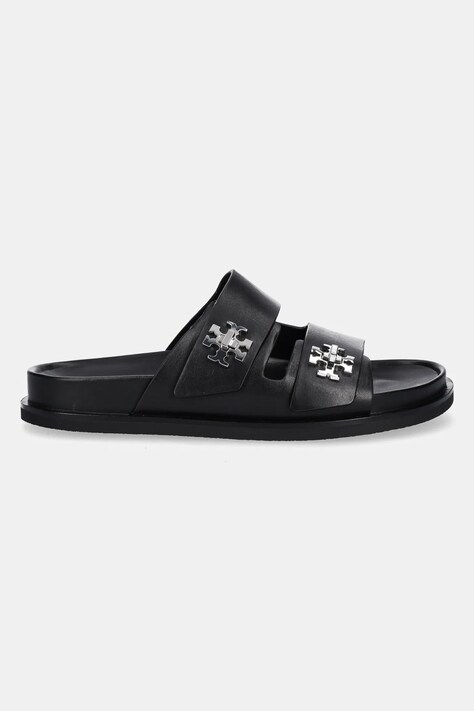 Шкіряні шльопанці Tory Burch T Lock Sport Slide — AW25-KLD00N, чорний — фото 2