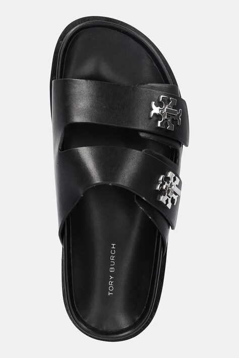Шкіряні шльопанці Tory Burch T Lock Sport Slide — AW25-KLD00N, чорний — фото 4