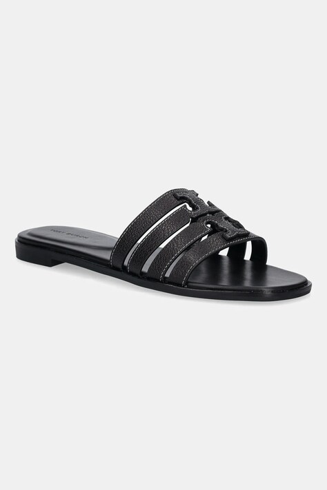 Δερμάτινες παντόφλες Tory Burch Ines Cage Slide γυναικείες, χρώμα: μαύρο, 158616-006
