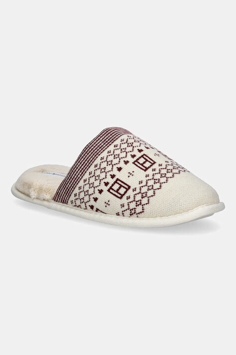 Παντόφλες Tommy Hilfiger TH GRAPHIC HOUSE SHOE TRIAL χρώμα: μπεζ, FW0FW09062
