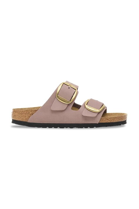 Birkenstock klapki nubukowe Arizona Big Buckle damskie kolor fioletowy 1030528