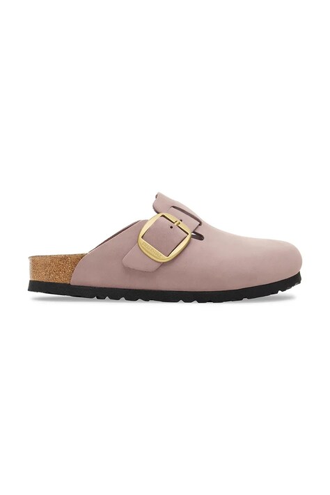 Birkenstock klapki nubukowe Madrid Big Buckle damskie kolor fioletowy 1030544