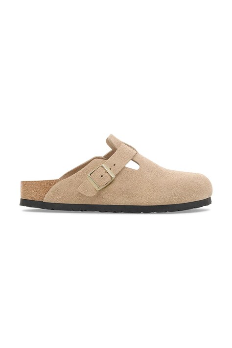 Birkenstock klapki zamszowe Boston damskie kolor beżowy 1030883