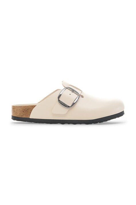Birkenstock klapki skórzane Boston HEX damskie kolor beżowy 1030905