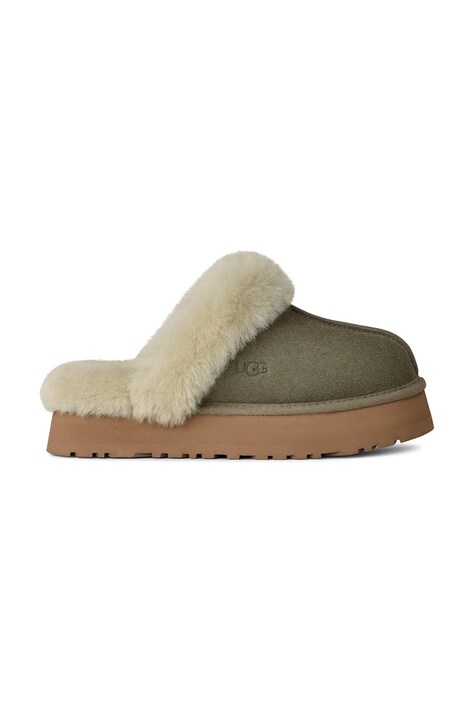 UGG kapcie zamszowe Disquette kolor zielony 1122550.MRNM