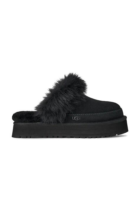 Παντόφλες σουέτ UGG Disquette Chalet χρώμα: μαύρο, 1173930.BLK