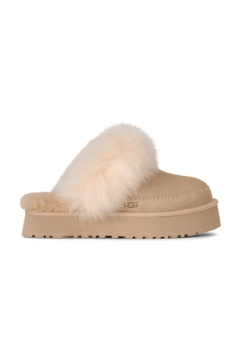 UGG kapcie zamszowe Disquette Chalet kolor beżowy 1173930.SNDCS