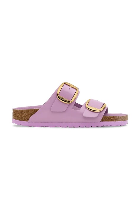Birkenstock klapki skórzane Arizona Big Buckle damskie kolor fioletowy 1030328