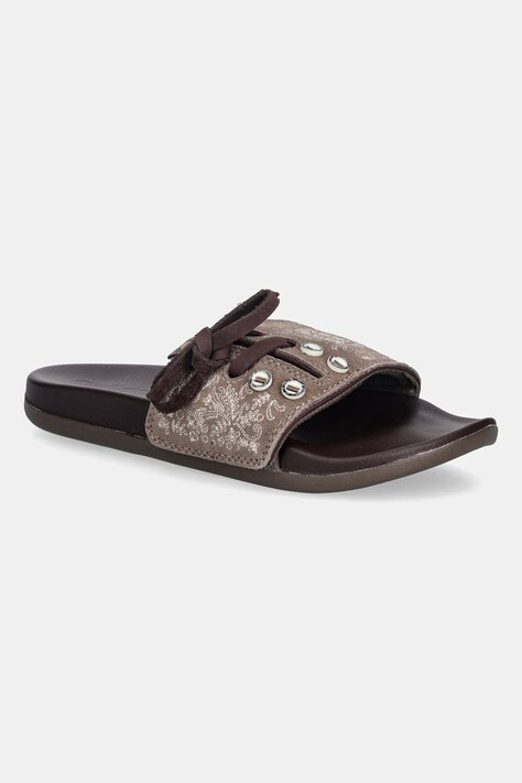 adidas klapki zamszowe Adilette Comfort damskie kolor brązowy JS4597