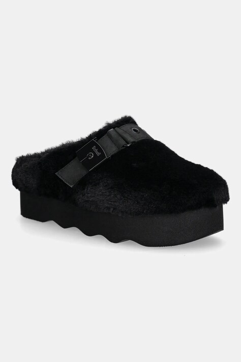 Scholl klapki GRETA damskie kolor czarny na platformie F318371004