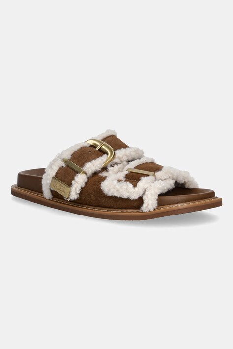 Steve Madden klapki zamszowe Arch-F damskie kolor brązowy 11005031