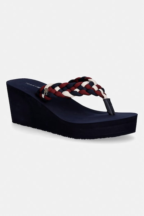 Tommy Hilfiger japonki damskie TH WEDGE BRAIDED SUMMER granatowe FW0FW09198