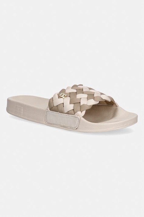 Tommy Hilfiger klapki damskie TH BRAIDED POOL SLIDE beżowe FW0FW09203