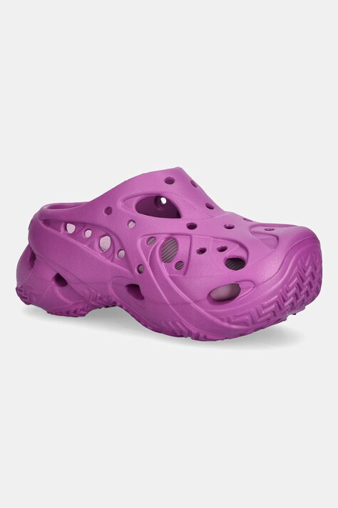 Crocs klapki Caged W Clog damskie kolor fioletowy na platformie 211141