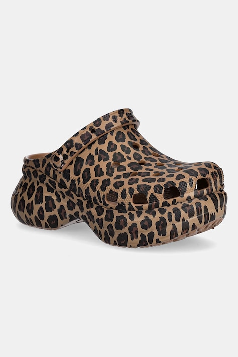 Шлепанцы Crocs Bae Animal Clog цвет коричневый на платформе 211624