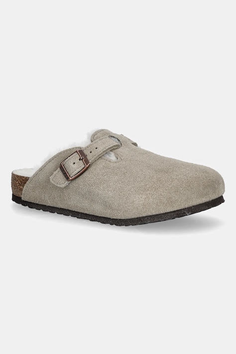 Дитячі замшеві шльопанці Birkenstock Boston колір бежевий 1030480