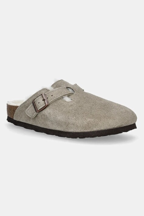 Dětské semišové pantofle Birkenstock Boston béžová barva, 1030480