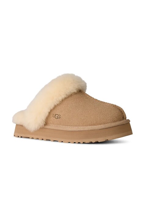 Παιδικές παντόφλες σουέτ UGG DISQUETTE χρώμα: μπεζ, 1171199K