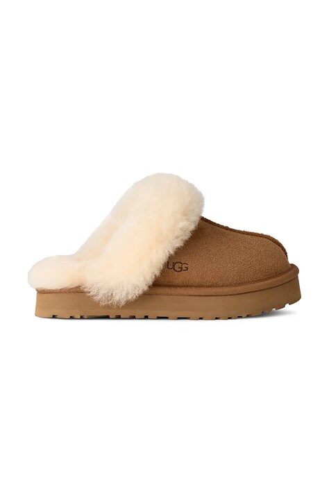Παιδικές παντόφλες σουέτ UGG DISQUETTE χρώμα: καφέ, 1171199K