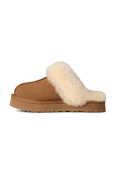 Παιδικές παντόφλες σουέτ UGG DISQUETTE χρώμα: καφέ, 1171199K