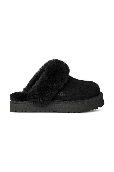 UGG Kapcie zamszowe dziecięce DISQUETTE kolor czarny 1171199K