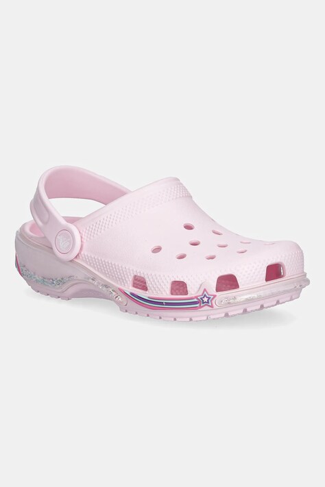 Crocs șlapi copii CROCS CLASSIC STAR SPARKLE SHAKER CLOG culoarea roz, 211609