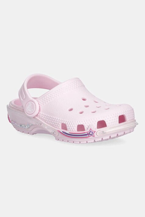 Crocs șlapi copii CROCS CLASSIC STAR SPARKLE SHAKER CLOG culoarea roz, 211620