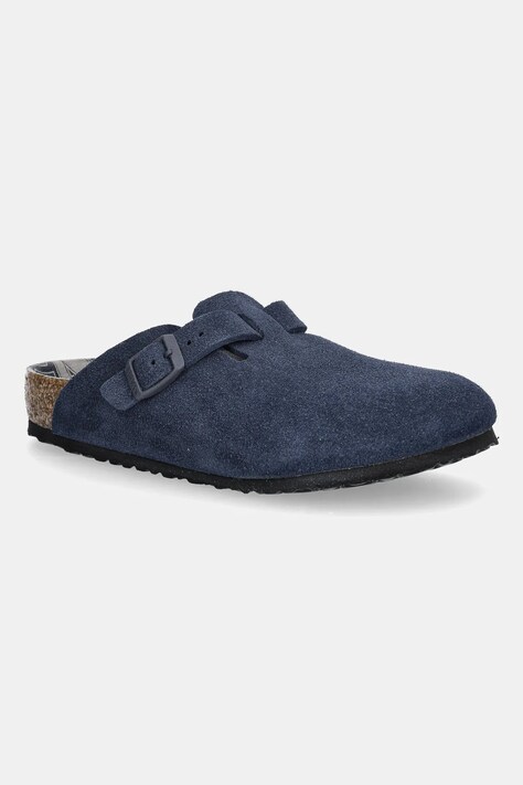 Birkenstock ciabatte in pelle scamosciata bambino/a Boston colore blu navy 1030386