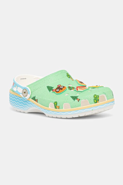 Dětské pantofle Crocs CROCS CLASSIC ANIMAL CROSSING CLOG zelená barva, 210113