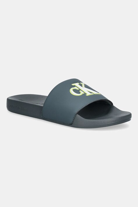 Calvin Klein Jeans papuci SLIDE JELLY MONO PU culoarea gri, YM0YM01281