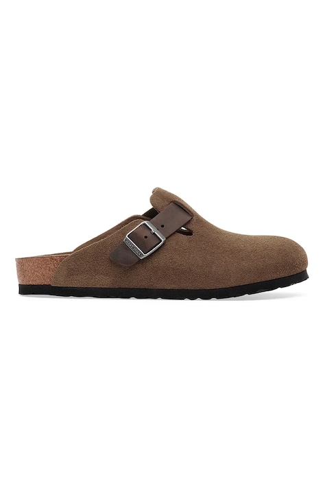 Birkenstock ciabatte slide in camoscio Boston uomo colore marrone 1030667