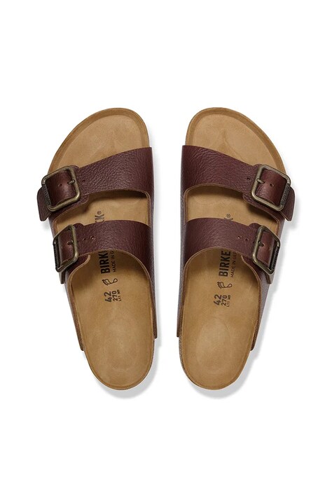 Шкіряні шльопанці Birkenstock Arizona Vintage Wood Wire Buckle — AW25-KLM014, коричневий — фото 4