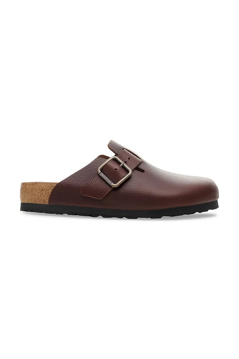 Kožené šľapky Birkenstock Boston Vintage Wood Wire Buckle hnedá farba, 1030703