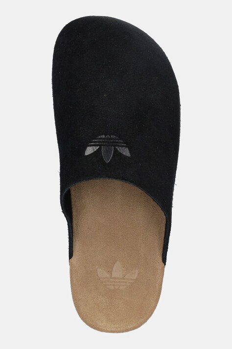 Замшеві шльопанці adidas Originals Adimule — AW25-KLU00H, чорний — фото 4