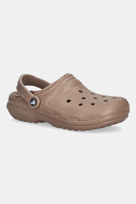 Crocs kapcie Classic Lined Clog kolor brązowy 203591