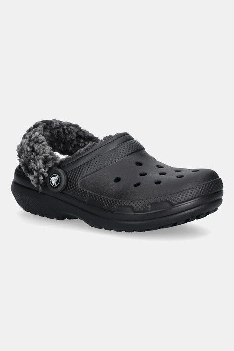 Crocs papuci de casă Classic Fleece Lined Clog culoarea negru, 211396