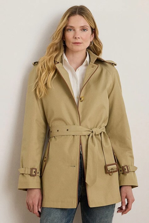 Lauren Ralph Lauren płaszcz kolor beżowy 297979525