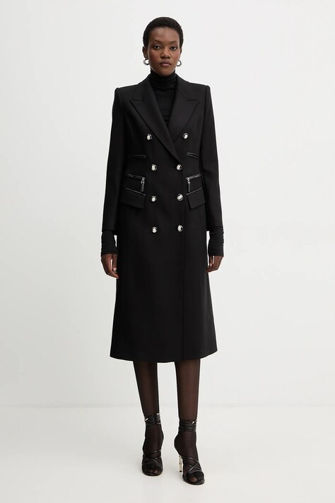 Elisabetta Franchi płaszcz kolor czarny CP01056E2