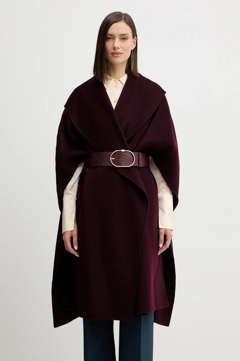 Elisabetta Franchi poncho wełniane kolor bordowy CP67D56E2