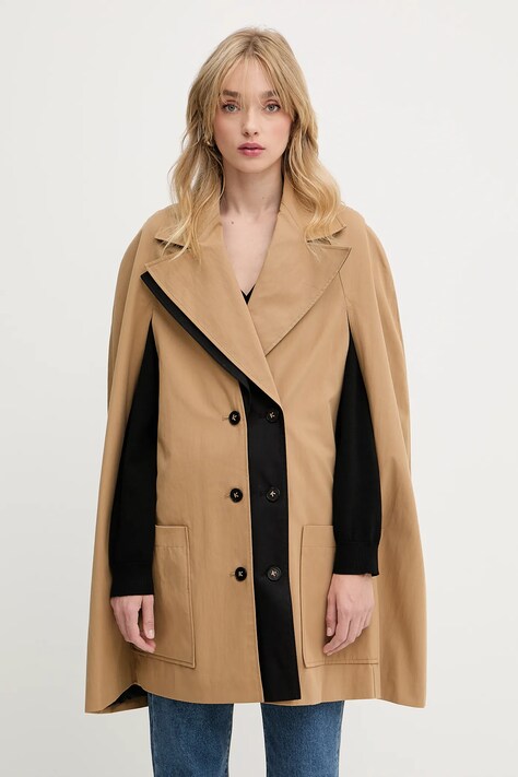 Karl Lagerfeld palton culoarea verde, de tranzitie, A3W15014