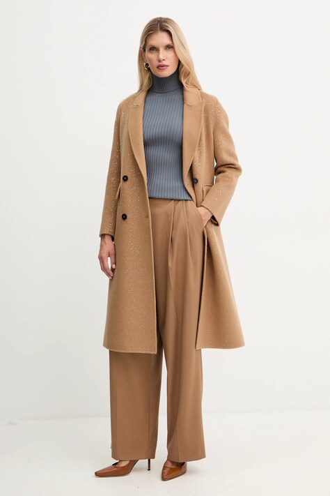 Вовняне пальто Simona Corsellini — AW25-KPD00S, коричневий — фото 2