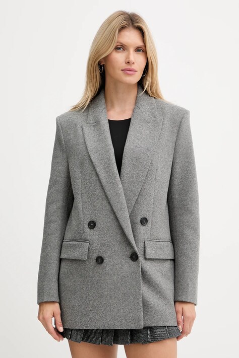 Pinko płaszcz z dodatkiem wełny kolor szary 106099 A2ZU