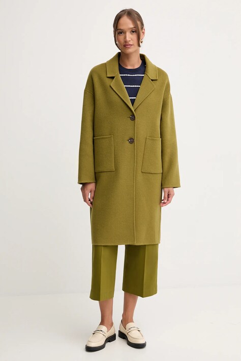 United Colors of Benetton palton de lână culoarea verde, 28F7DN082